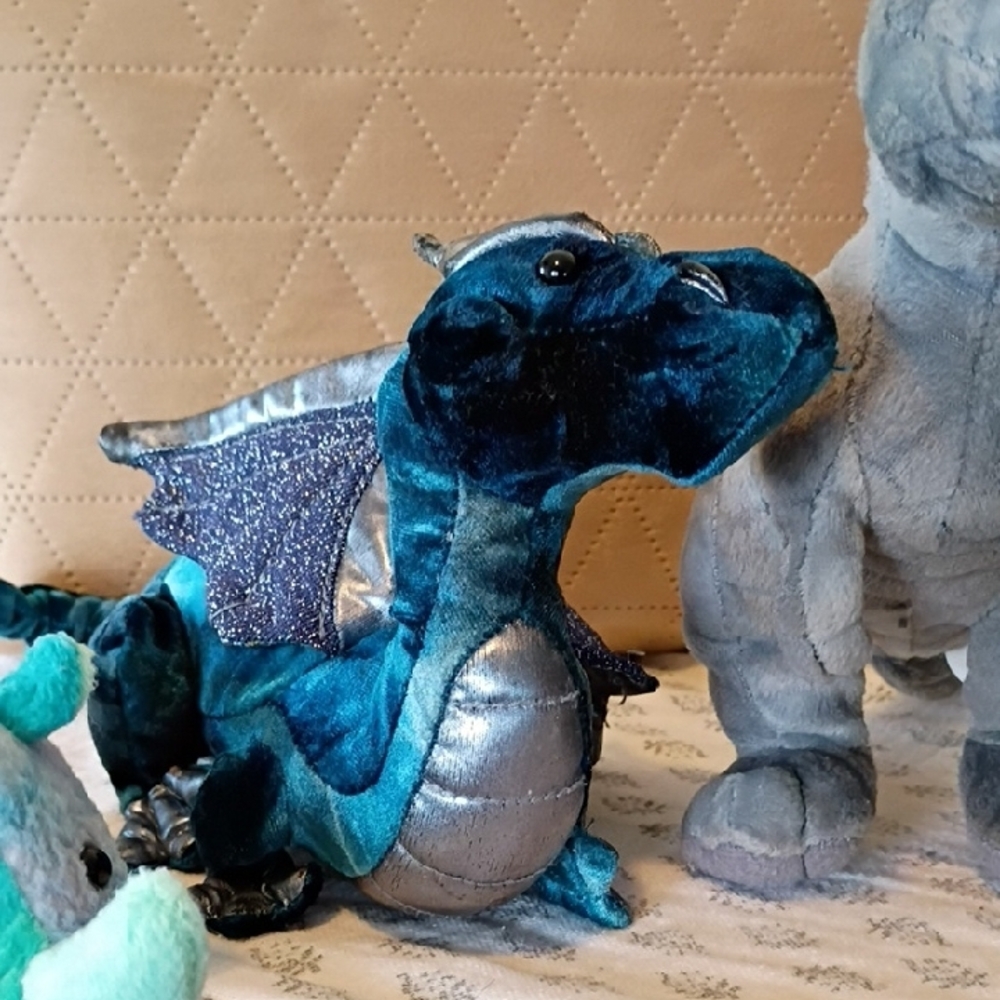 Blue and Green Stuffed Dinosaur Toy - Picture 3 of 11